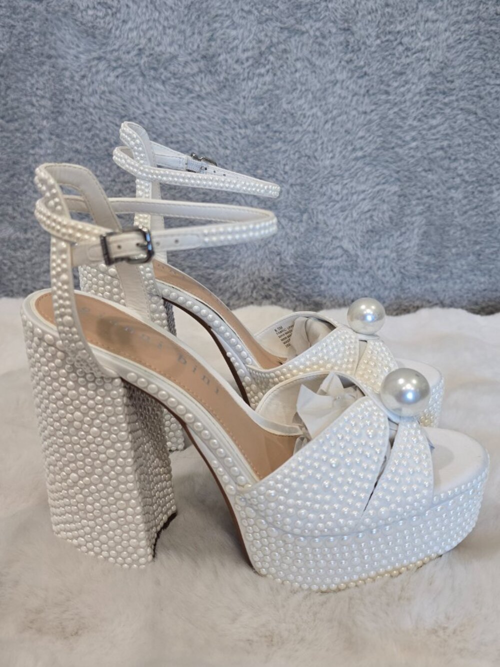 Gianni Bini Kemara Two Embellished Pearl Studded Platform Sandal Sizes NEW - Picture 3 of 9